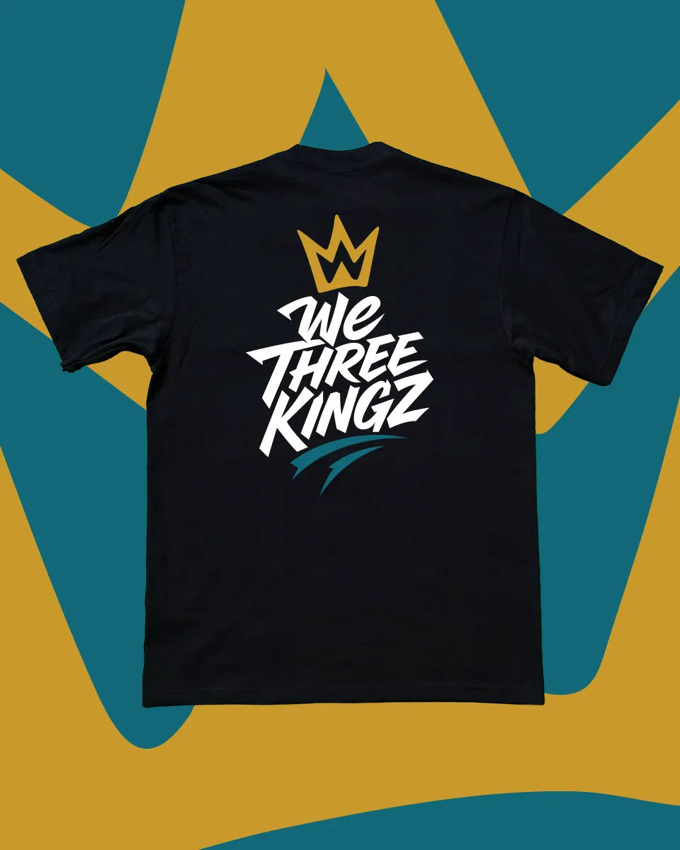 PRE-ORDER | Logo Tee - Gold/White/Teal on Black