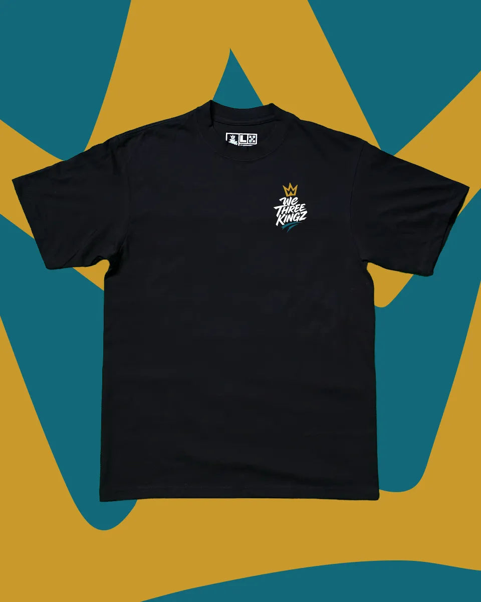 PRE-ORDER | Logo Tee - Gold/White/Teal on Black