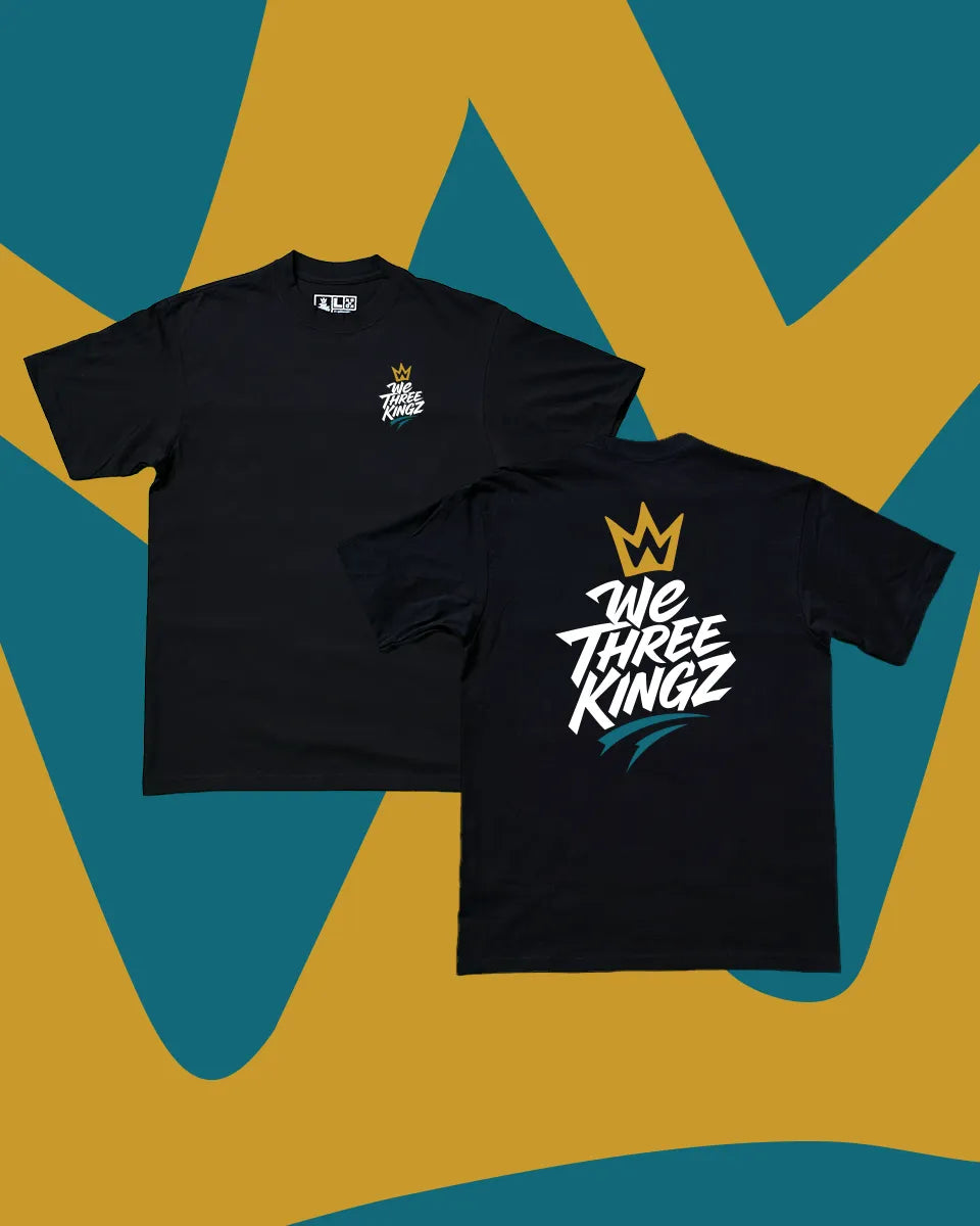 PRE-ORDER | Logo Tee - Gold/White/Teal on Black